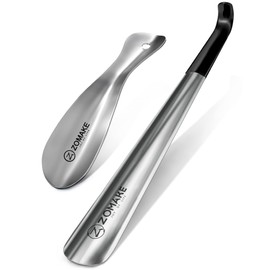 ZOMAKE Metal Shoe Horn: Long Handle ShoeHorn for Seniors Men Women and Kids - Shoehorn Helper for Boots and Shoes,2psc,Long 16.5"-Travel Size 7.5"
