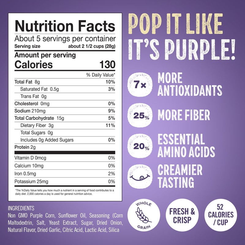 Purplesful Purple Corn Popcorn, Silkier, Creamier & Healthy Popcorn, Vegan-Friendly,