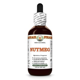 Nutmeg (Myristica Fragrans) Dry Nut Glycerite, Made in Hawaii, Organic Raw Materials, All Natural, Vegan, Lab Tested Alcohol-Free Liquid Extract - 2 fl.oz