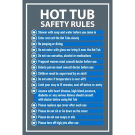 Hot tub safety rules, safety sign - 1mm flexible Plastic sign (300mm x 200mm)