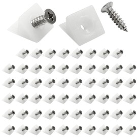Rierdge 60 Packs Mending Wedges with Screws, 15x13mm Plastic Repair Fixing Drawer Bottom Support Brackets, Angle Code Bracket Fastener 45° Angle Code, Translucency