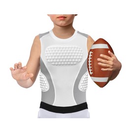 Youper Youth Baseball Padded Chest Protector Shirt, Rib Heart Sternum Guard for Football, Softball & Lacrosse (White/Grey, Medium)
