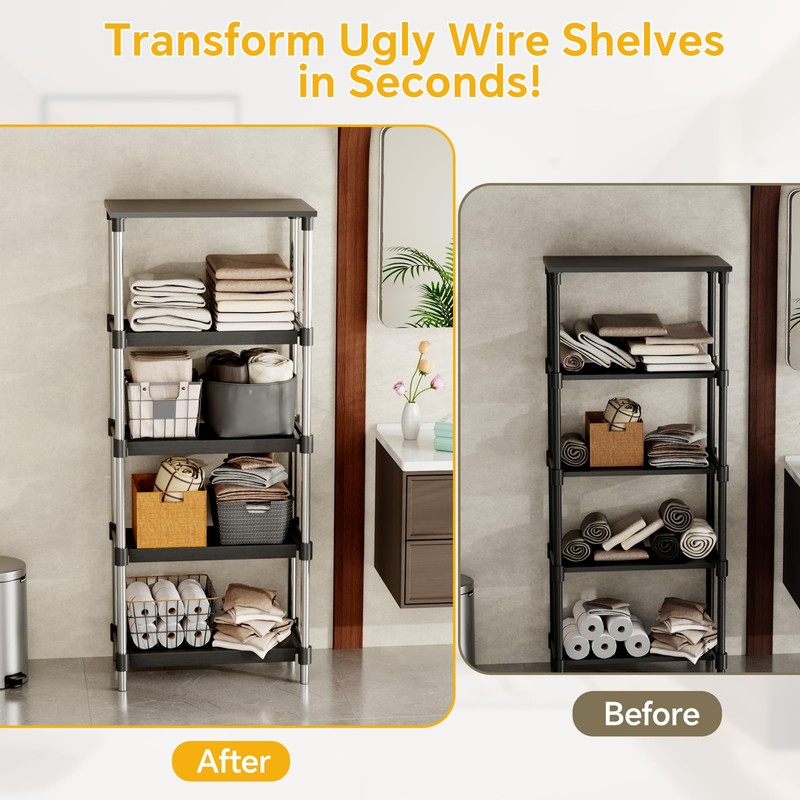 Giklux 6 PCS Wire Rack Covers for Pantry Wood Grain,