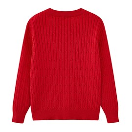 Mädchen-Strickjacke, Langarm, Rundhalsausschnitt, leicht, bequem, Pullover, Jacke, Kinderkleidung, Herbst und Winter, rot, 3-4 Jahre