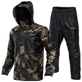 Rodeel Waterproof Fishing Rain Suit for Men (Rain gear Jacket&Trouser Suit),, Extra Large, Camouflage