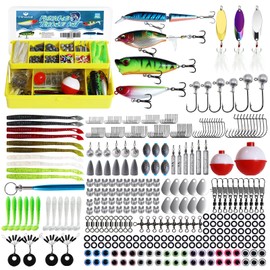 326 PCS Fishing Lures Kit, Upgraded Fishing Tackle Box with Tackle Included, Crankbaits, Hooks Weights, Soft Baits, Jigs, Spoons, Swivels, Fishing Gear Equipment Combo Gift for Men Freshwater Bass