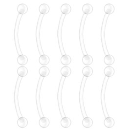 Besyvvin Plastic Curved Barbells 1.2 mm Piercing Lip Vertical Labret Septum Eyebrow Rook 6/8/10/12 mm Flexible Plastic, Plastic