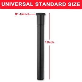 1-1/4 O.D x 12" Brass Slip Joint Extension Tube, Heavy Duty Extension Tube for Bathroom Sink Drain Tailpiece, Matte Black