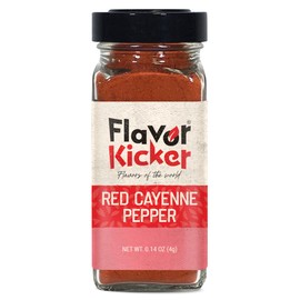 FlavorKicker Cayenne Pepper Powder - Gluten Free Ground Cayenne Pepper for Mexican and Indian Cooking - 1.7 oz French Jar - Organic Kosher, Non GMO & Keto Friendly Salmon Seasoning