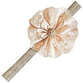 Elegant Nude Lace Headband with Silver Rhinestone for Baby Girls and Toddlers (6-12 Months)