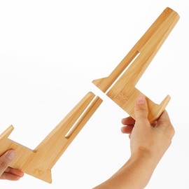 kroucoco Plate Holder Display Stand,6.8 inch Bamboo Easel Stand for Displaying, Stand for Pictures, Photo Frames ,Book ,Decorative Plates, Plaque