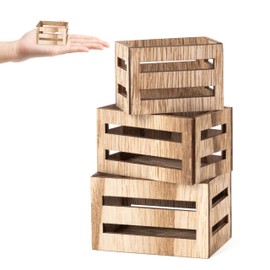 CPicdn Miniature Vintage Rustic Farmhouse Crate - Retro Mini Farmhouse Micro Scene Decor Wooden Crate Basket Tiered Tray Decor for Fairy Garden Shelf Displays Accessories Table Decoration