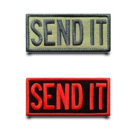 Pack of 2 Red and Green SEND IT Funny Patch Removable Patches with Embroidery Tactical Military Flag Patch Applique for Jacket Vest Clothing Baseball Cap Backpacks Outdoor Bags