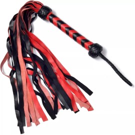 ArdourCrafts Real Leather Horse Riding Whips Red & Black Cow Hide Thick Crop Outdoor Training