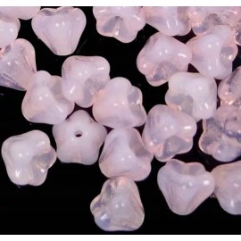 Czech 50 Transparent Light Milky Pink Czech Glass 6x4mm Baby Bell Cone Flower Beads