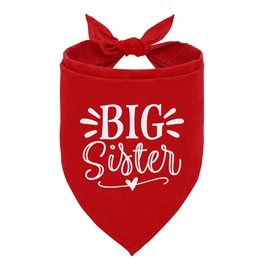 Big Sister Dog Bandana for Pregnancy Announcement - Red Pet Scarf for Small, Medium, Large Dogs (D30)