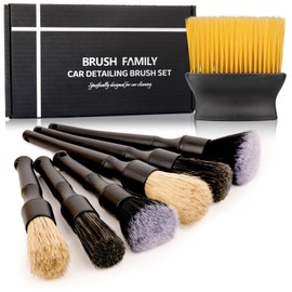 7PCS Car Detailing Brush Set, Ultra Soft Boars Hair Car Interior Detailing Brushes, Car Interior Detailing Kit for Cleaning Interior or Exterior, Car Accessories Interior Tools