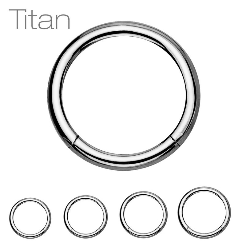 Treuheld® Segment Piercing Clicker Titanium 68 Variants, silver