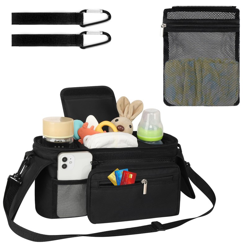 Accmor Universal Stroller Organizer with Insulated Cup Holder Detachable Phone