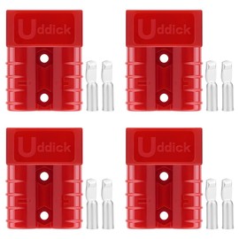 Uddick 4PCS 50A 6-10 Gauge Battery Cable Quick Connect/Disconnect Connector Plug Kit for Car Forklift Motor Winch Trailer (Red 8AWG)