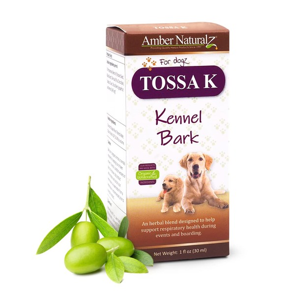 Amber NaturalZ Tossa K Kennel Bark Herbal Supplements for Dogs and Puppies | Canine Herbal Blend for Respiratory Health | 1 Fluid Ounce Glass Bottle | Globally Sourced Ingredients | Made in The USA