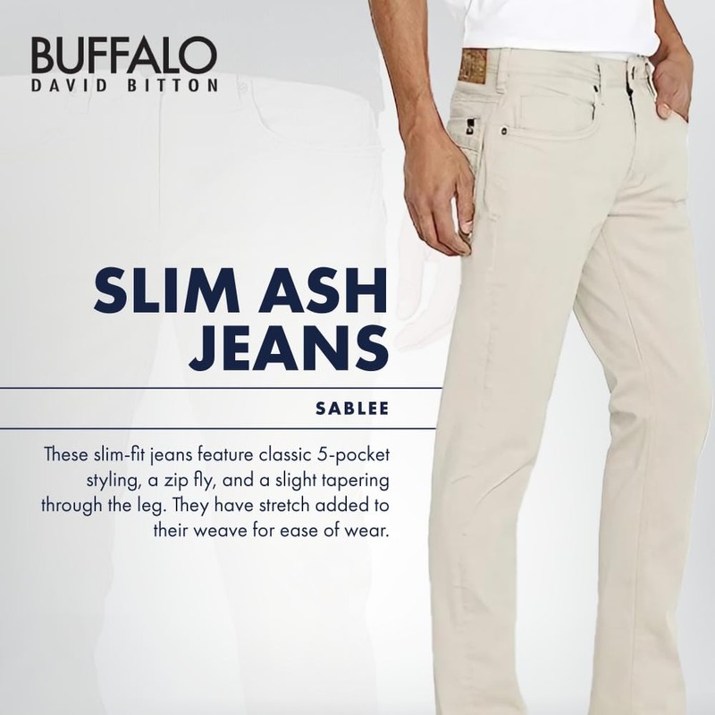 Buffalo David Bitton Men's Slim Ash Jeans, SABLEE, 30W x