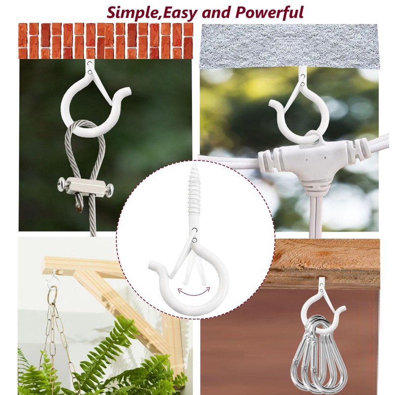 LushPatio Hooks for Hanging String Lights - Ceiling Wall Screw