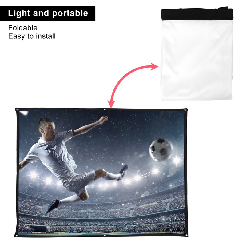 4:3 Thickened 100% Polyester Portable Foldable White Soft Projector Screen