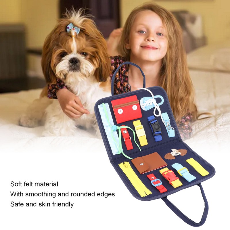 Kids Dress Learning Board Zipper Lace Up Buckles Release Felt