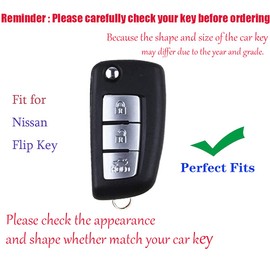 HIBEYO for Nissan Rogue Flip 3 Buttons Soft TPU Key Case Cover Protector Smart Remote Key Holder for Nissan Rogue Select Sport Keyless 2021 Keychain Key Full Protection Shell Keyring-Yellowish