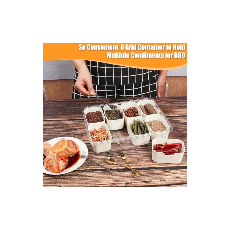 MCSWSEE Recipiente con Compartimentos, 8 Compartimentos Contenedor de Plastico con