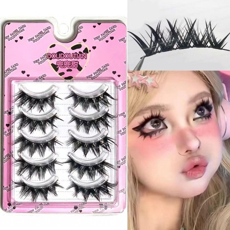 5 Pairs Wet Eyelashes False Eyelashes Japanese Thick Anime False