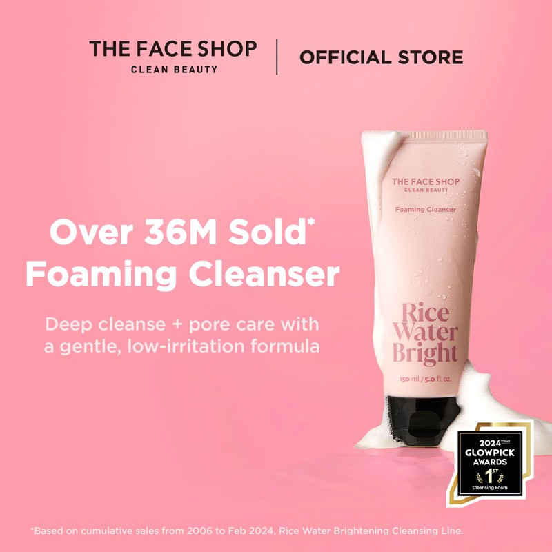 THE FACE SHOP Rice Water Bright Foaming Cleanser 150ml, gentle