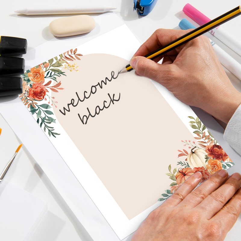 FYSUIMU 60 Sheets Fall Watercolor Stationery Letterhead Paper Pumpkin Flower