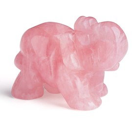 XIANNVXI 2" Rose Quartz Crystal Elephant Ornament Healing Crystal Gemstone Lucky Elephant Decor Elephant Crystal Gift