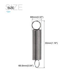 METALLIXITY Extension Spring (0.8x8x30mm/0.04"x0.32"x1.19") 5Pcs, 304 Stainless Steel Tension Spring Wire - for Home Repair Construction Machinery