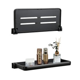 NONGKANG 2pcs RV Aluminum Folding Shelf Wall-Mounted 2-Pack | 90° Space-Saving RV Bathroom Shelf, No Punching Installation & Waterproof Design for Camper, Kitchen, Shower Organizer