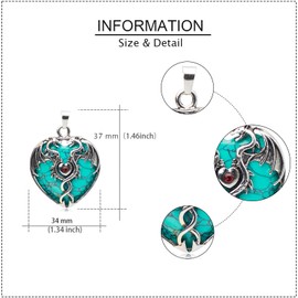 Flemtai 6 Pieces Crystal Dragon Pendants for Men Women Heart Shaped Alloy Dragon Inlay Design Natural Gemstone Quartz Charm for Jewelry Making Necklace
