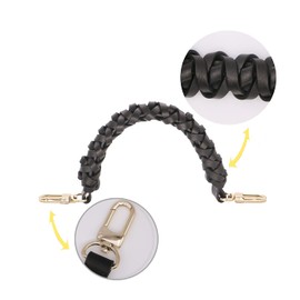 Senral Top Handle Neonoe Strap, Braided Genuine Leather Handle, 31 cm, Braided Handle for Beaubourg Hobo, Astry Pouch Pochette Handle, Black Handle Gold Hw 38cm