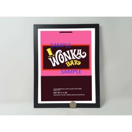 Framed "Wonka Bar" Chocolate Candy Bar Wrapper | Willy Wonka | 1971