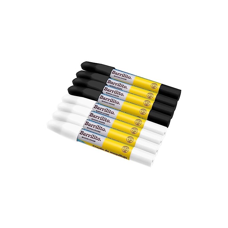 Barrilito Pintacaras Crayones Base Negro y Blanco 8 Pzas