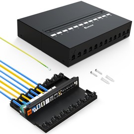 Enmane 12 Port Patch Panel Blank Keystone Patch Panel Shielded Compatible with LC/SC/ST/FC/USB/HDMI Keystone Jack for Home/Office Ethernet Termination Box