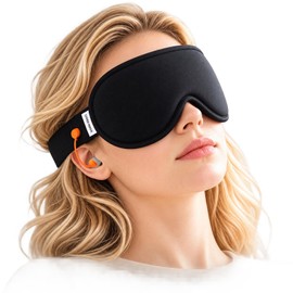 Sleep Mask for Men and Women, 3D Blackout Eye Mask with Soft Reusable Earplugs, Zero Pressure, Breathable, Side Sleeper & Eyelash Friendly for Travel, Airplane & Office Nap