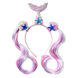 TNSRAY Hair Accessories Girls Colourful Hairpieces Party Dress Mermaid Headband Mermaid Hair Band Sequins Mermaid Theme Party Accessories for Celebration Decoration Gift Birthday Party - B