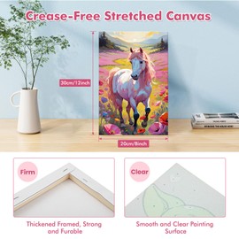 Lxmsja Pferd Paint by Numbers Kit for Adults Beginner Children with Frame, Adult Kids' Paint by Numbers Kits on Canvas, Colour by Numbers for Adults, Gifts for Women Home Decor, 8 x 12 Inches