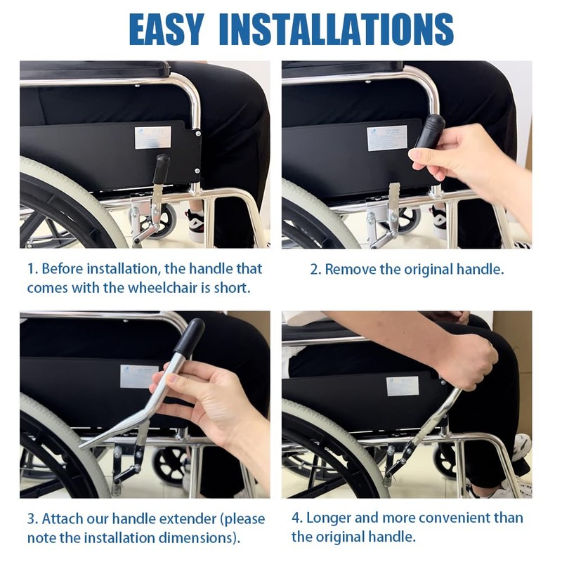 Wheelchair Brake Handle Extenders for 5/8" Tips - Upgrade Flat