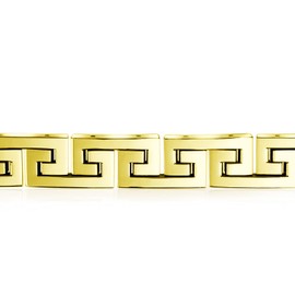 Stylish Masculine Geometric Infinity Key Link Bracelet Teens Men Gold Tone Stainless Steel 9 Inch Length 12MM Width