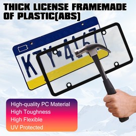 2 Pcs Clear License Plate Covers and Frames, Car License Plates Shields Holder Fits Any Standard US Plates with Screws Caps,Rust-Proof Clear Holder，Universal Car Accessories (Transparent)