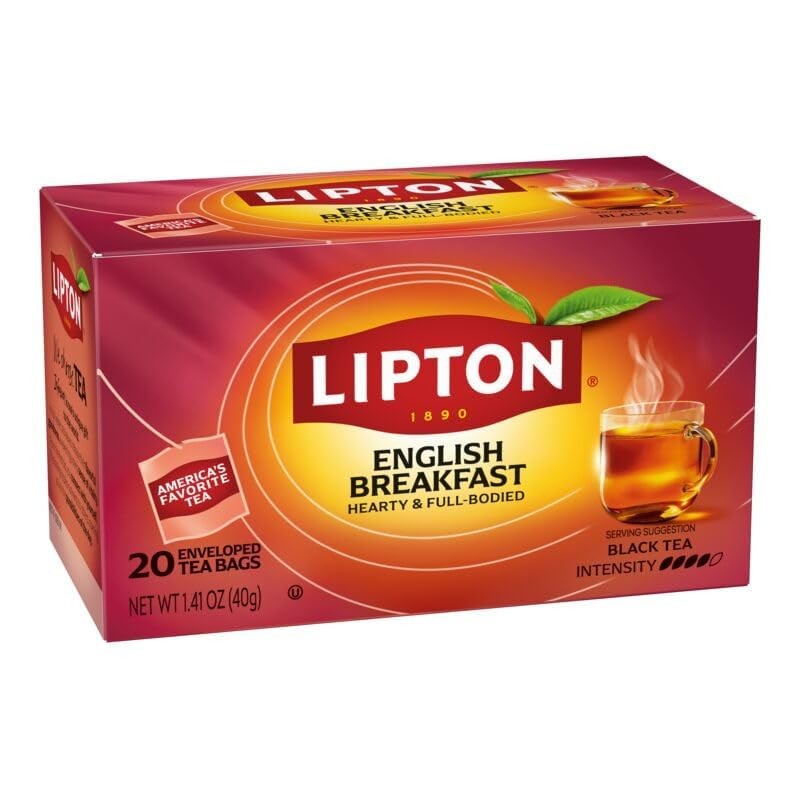 Lipton English Breakfast Tea Bags, Flavored Teabags, 20 Total Bags