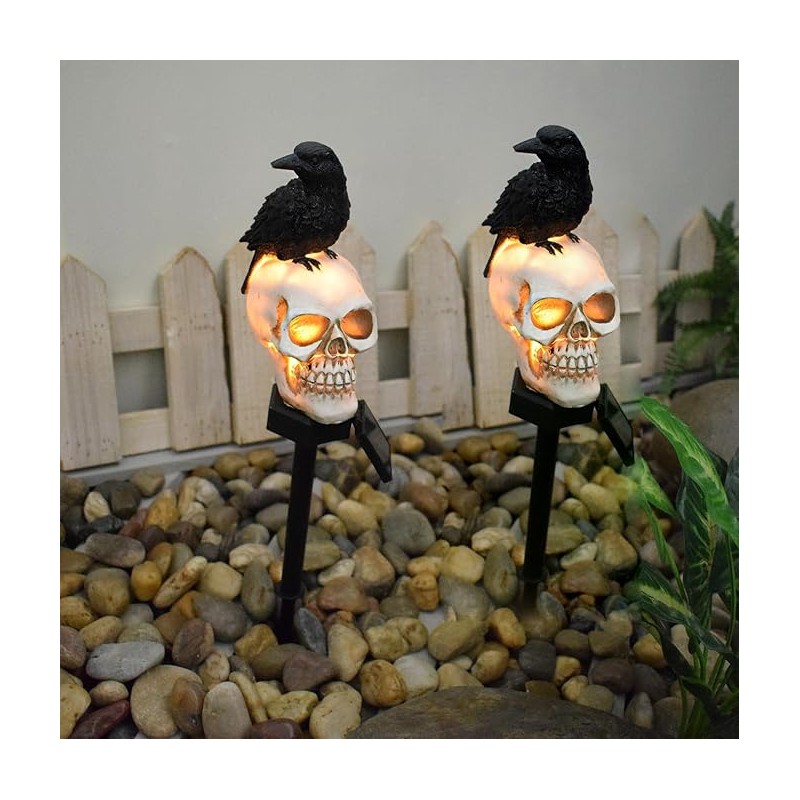Luces Solares Halloween de Calavera, Estacas para Jardin Halloween, Impermeable